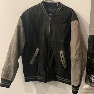 Men’s Medium Black and Grey Letterman Jacket